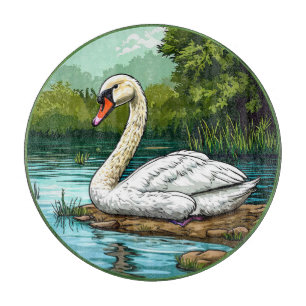Farbiger Höckerschwan Vogel Schneidebrett