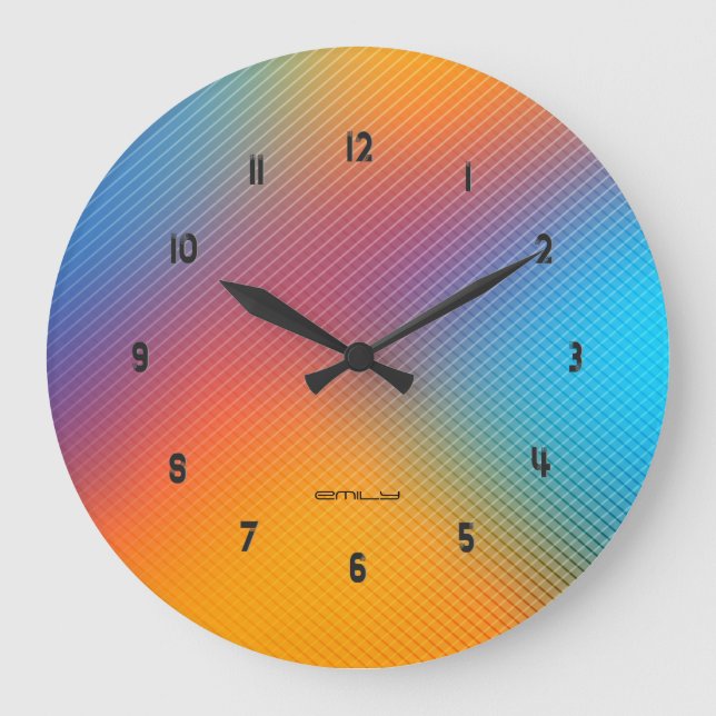 Farbiger holografischer Hintergrund Große Wanduhr (Vorderseite)