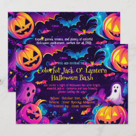 🎃 farbiger Jack-O’-Lantern Halloween-Bash Einladung