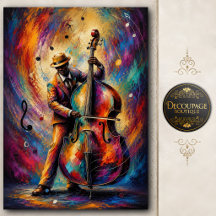 Farbiger Jazz-Bassist-Decoupage