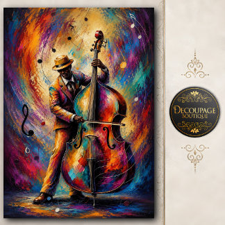 Farbiger Jazz-Bassist-Decoupage Seidenpapier