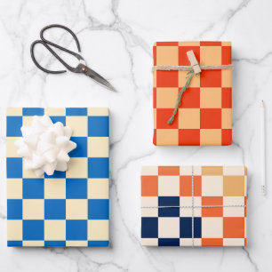 Farbiger Karo Prüfmuster Geschenkpapier Set