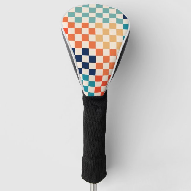 Farbiger Karo Prüfmuster Golf Headcover (Vorderseite)