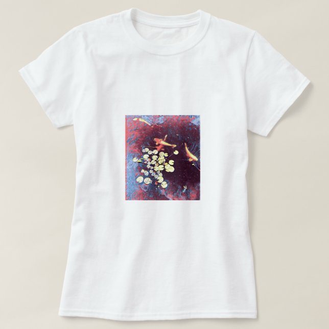 Farbiger Koi-Fisch Japanischer Fischteich T-Shirt (Design vorne)