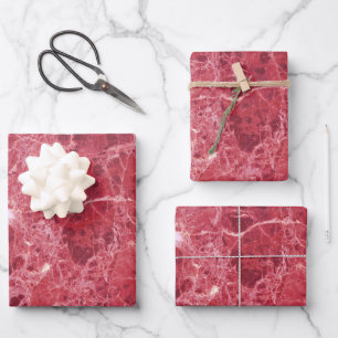 Farbiger Korallenrot-Marmor Geschenkpapier Set