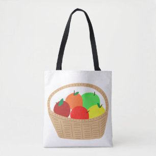 Farbiger Korb aus Weidengeflecht mit frischem Obst Tasche