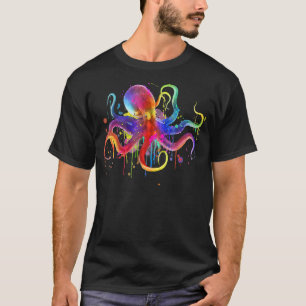 Farbiger Kraken Tropfende Regenbogenhaut psychotis T-Shirt