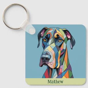 Farbiger kubistischer Great Dane  Schlüsselanhänger