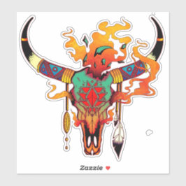 Farbiger Kuhschädel Aufkleber