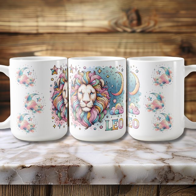 Farbiger Leo Sternzeichen Astrologie Löwe Kaffeetasse (Colorful Leo Zodiac Astrology Lion Coffee Mug)