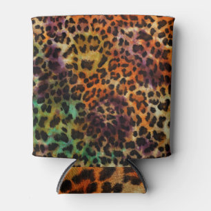 Farbiger Leopard: Abstrakte Vintage Textur Dosenkühler