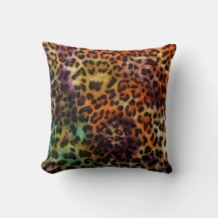 Farbiger Leopard: Abstrakte Vintage Textur Kissen