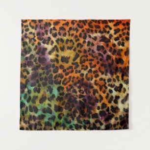 Farbiger Leopard: Abstrakte Vintage Textur Wandteppich