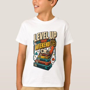 Farbiger Level Up Wochenend-Gamer T-Shirt