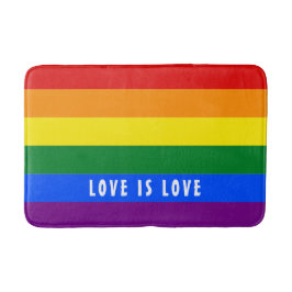 Farbiger LGBT-Regenbogen-Gay Pride-Flag mit benutz Badematte