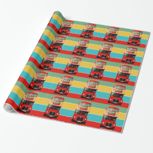 Farbiger London-Bus Geschenkpapier