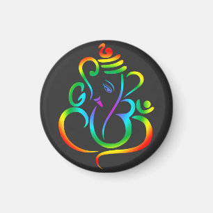 Farbiger Lord Ganesha auf schwarz Magnet