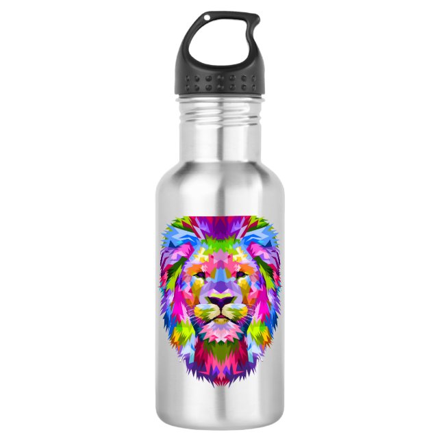 Farbiger Löwe Edelstahlflasche (Vorderseite)