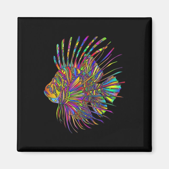 Farbiger Löwenfisch Löwen Fisch  Magnet (Vorne)