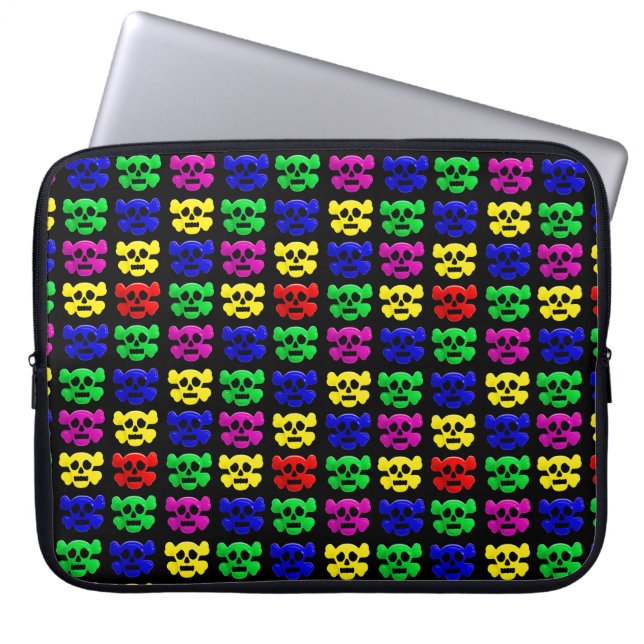 Farbiger, lustiger Schädel Laptopschutzhülle (Vorderseite)