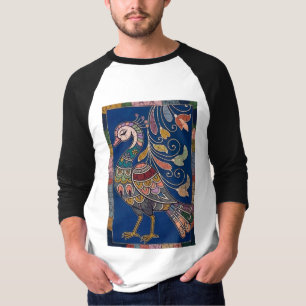 Farbiger Madhubani-Pfau - Indische Volkskunst Trib T-Shirt