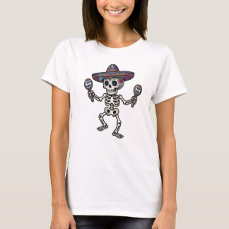 Farbiger Mexikanischer Skelett T-Shirt