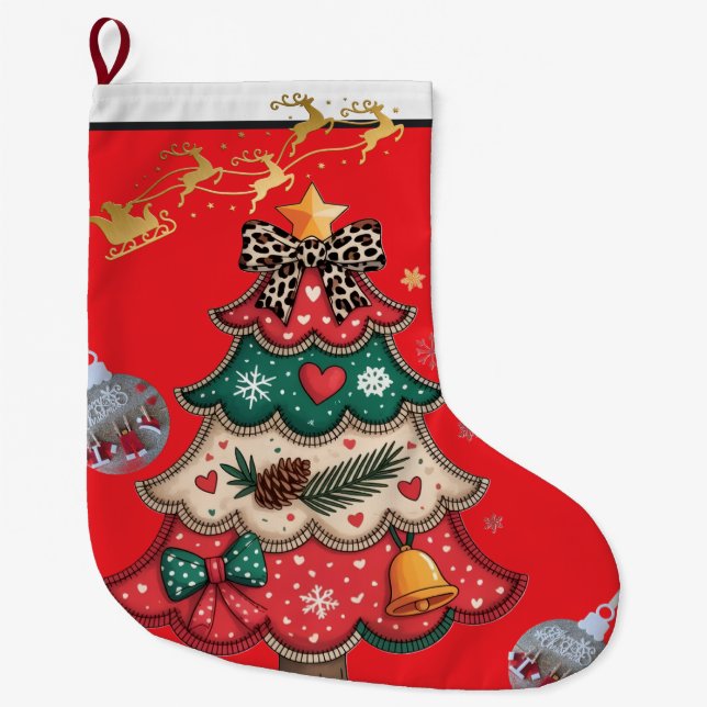 Farbiger moderner Weihnachtsbaum Großer Weihnachtsstrumpf (Vorderseite)