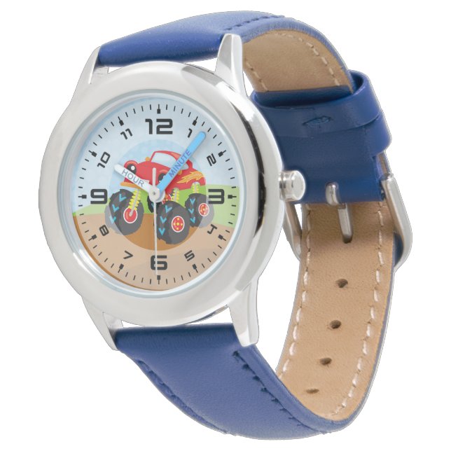 Farbiger Monsterwagen Armbanduhr (Schrägansicht)