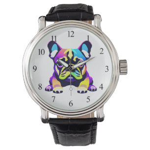Farbiger Mops Hund Welpe Armbanduhr