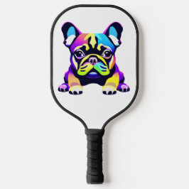 Farbiger Mops Hund Welpe Pickleball Schläger