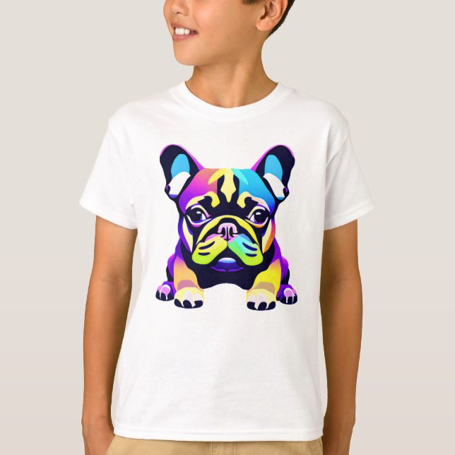 Farbiger Mops Hund Welpe T-Shirt (Vorderseite)