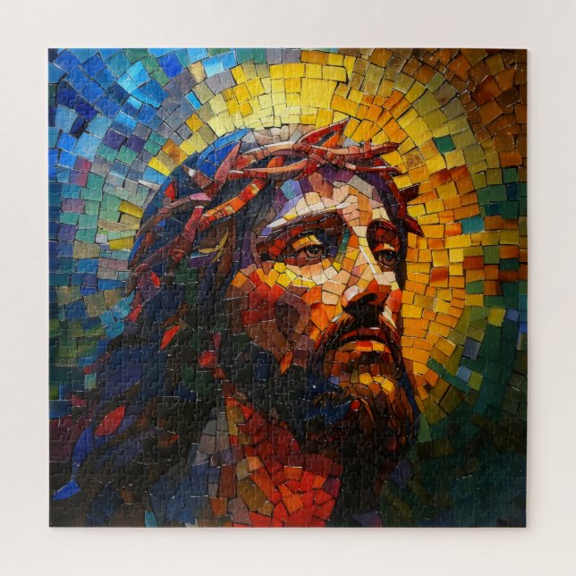 Farbiger Mosaik Jesus (Vertikal)