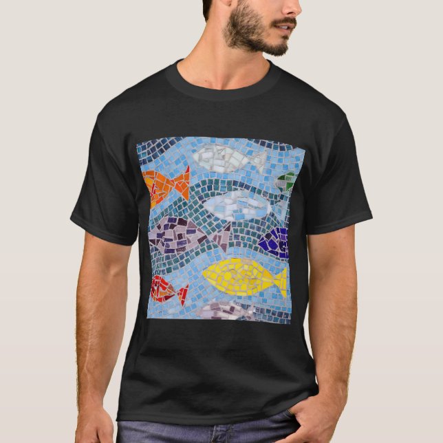 Farbiger Mosaikfisch T-Shirt (Vorderseite)