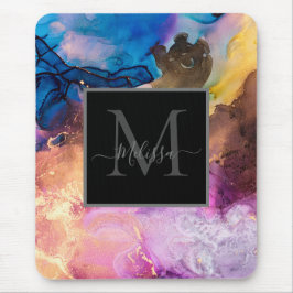 Farbiger Name des marmorierten Monogramms Mousepad