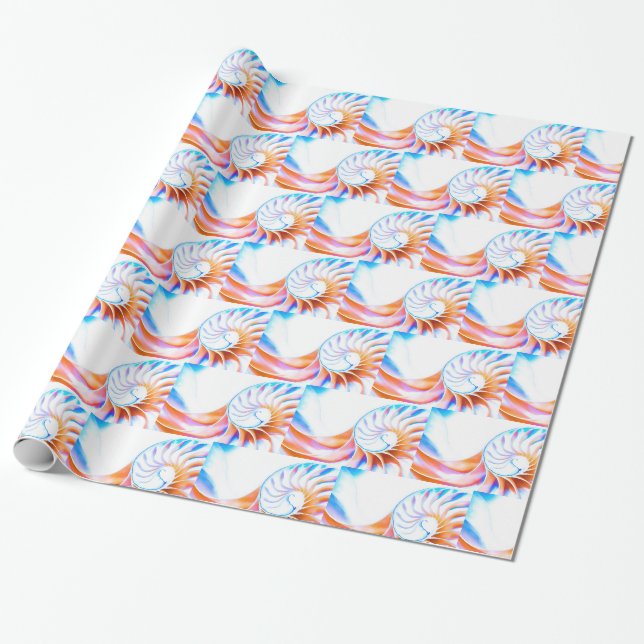 Farbiger Nautilus Geschenkpapier (Ungerollt)