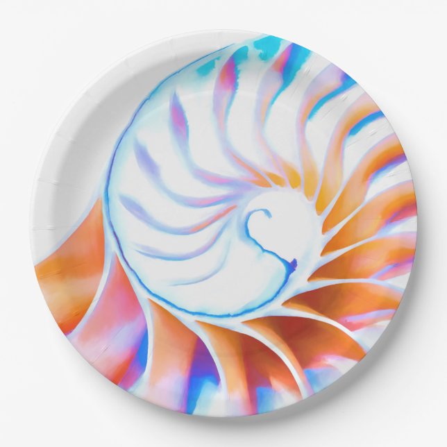 Farbiger Nautilus Pappteller (Vorderseite)