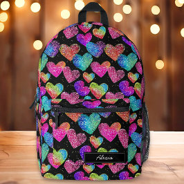 Farbiger Neon Heart Name Bedruckter Rucksack