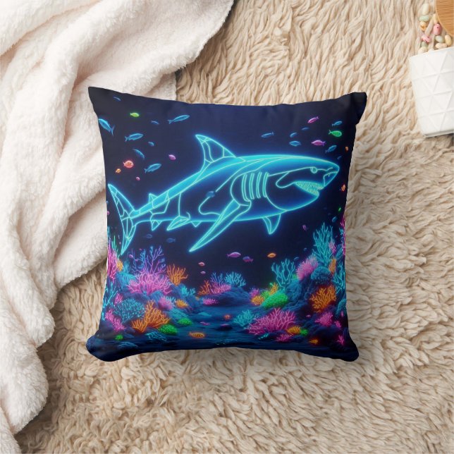 Farbiger Neonhai Kissen (Decke)