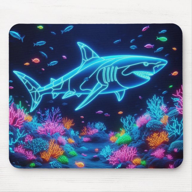 Farbiger Neonhai Mousepad (Vorne)