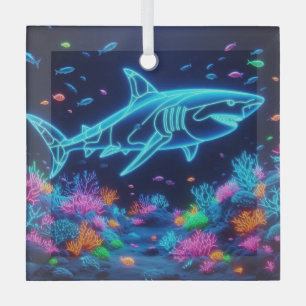 Farbiger Neonhai Ornament Aus Glas