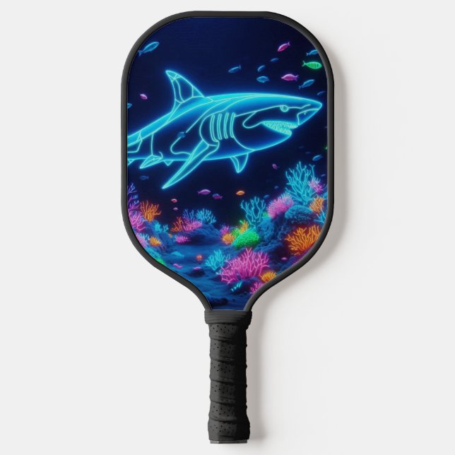 Farbiger Neonhai Pickleball Schläger (Vorderseite)
