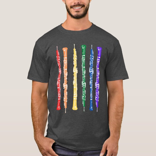 Farbiger Oboe-Oboist-Spieler Doppelreed T-Shirt (Vorderseite)