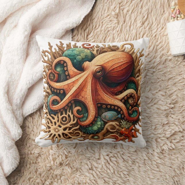 Farbiger Oktopus unter dem Korallenriff Habitat Kissen (Decke)