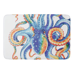 Farbiger Oktopus Wasserfarben Kunst, Dichtung und Badematte
