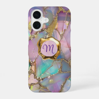 Farbiger Opal und flüssiges Gold iPhone 16 Hülle