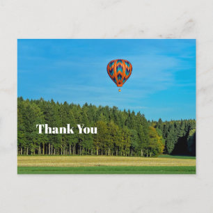 Farbiger Orange Heißluftballon Foto Danke Postkarte