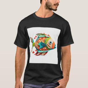 Farbiger Origami-Fisch T-Shirt