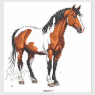 Farbiger Paint Horse steht auf einer grasbewachsen Aufkleber