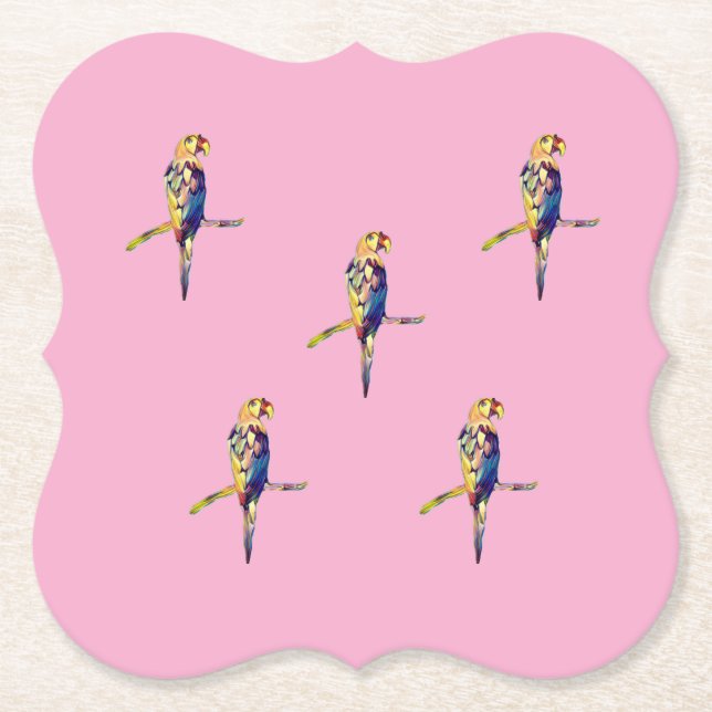 Farbiger Papagei-Untersetzer Untersetzer (Vorderseite)