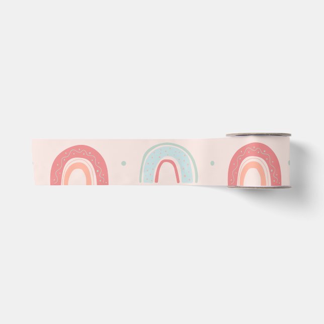 Farbiger Pastel Rainbow #5 Satinband (Vorderseite)